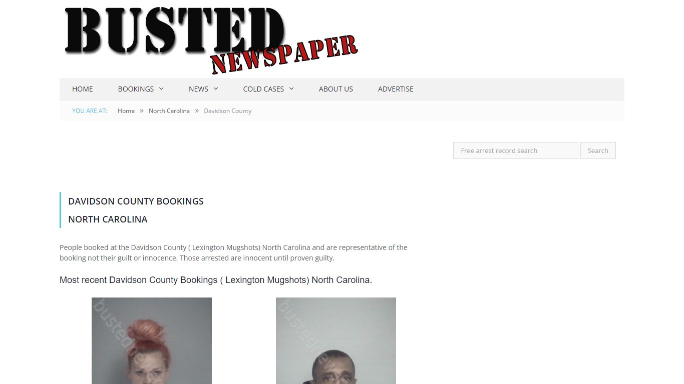 Davidson County, NC ( Lexington NC ) Mugshots - BUSTED NEWSPAPER